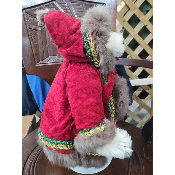 1987 Christmas Mohair Teddy Bear Hollybeary Kringle Beverly Port Gorham Ltd Ed - Picture 3 of 6